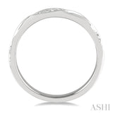 1/10 Ctw Pod Shape Grooves Round Cut Diamond Stackable Band in 14K White Gold