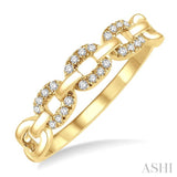 1/10 ctw Round Cut Diamond Paperclip Ring in 10K Yellow Gold