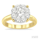 1 1/2 Ctw Lovebright Round Cut Diamond Ring in 14K Yellow and White Gold