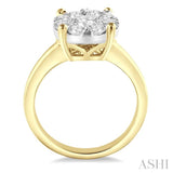 1 1/2 Ctw Lovebright Round Cut Diamond Ring in 14K Yellow and White Gold