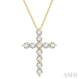 4 ctw Round Cut Diamond Cross Pendant in 14K Yellow Gold with Chain
