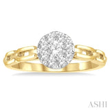 3/8 ctw Lovebright Round Cut Diamond Paper Clip Link Engagement Ring in 14K Yellow and White Gold