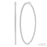 2.00 ctw Inside-Out Round Cut Diamond 2-Inch Hoop Earrings in 14K White Gold