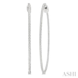 1.00 ctw Inside-Out Round Cut Diamond 2-Inch Hoop Earrings in 14K White Gold