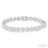 7 Ctw Round Cut Diamond Lovebright Tennis Bracelet in 14K White Gold