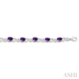 7x5 MM Oval Cut Amethyst and 1/10 ctw Round Cut Diamond Semi Precious Infinity Bracelet in Sterling Silver