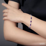 7x5 MM Oval Cut Amethyst and 1/10 ctw Round Cut Diamond Semi Precious Infinity Bracelet in Sterling Silver