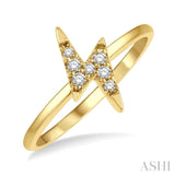 1/10 ctw Lightning Bolt Round Cut Diamond Petite Fashion Ring in 10K Yellow Gold