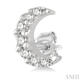 1/10 ctw Crescent Moon Round Cut Diamond Petite Fashion Earring in 10K White Gold