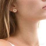 1/10 ctw Heart Cutout Round Cut Diamond Petite Fashion Earring in 10K Yellow Gold