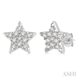 1/10 Ctw Star Round Cut Diamond Petite Fashion Earrings in 10K White Gold