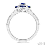 6x4 MM Oval Shape & 4X2 MM Marquise Shape Sapphire and 1/3 ctw Round Cut Diamond Precious Ring in 14K White Gold