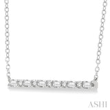 1/6 ctw Baguette and Round Cut Diamond Petite Bar Necklace in 10K White Gold