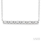 1/6 ctw Baguette and Round Cut Diamond Petite Bar Necklace in 10K White Gold