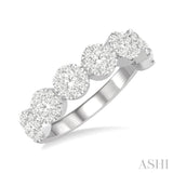 3/4 ctw Jointed Circular Mount Lovebright Diamond Cluster Ring in 14K White Gold