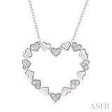 1/20 ctw Puffed Heart Plain and Round Cut Diamond Fashion Pendant With Chain in Sterling Silver