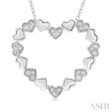 1/20 ctw Puffed Heart Plain and Round Cut Diamond Fashion Pendant With Chain in Sterling Silver