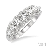 1.00 ctw Baguette and Round Cut Diamond Fashion Ring in 14K White Gold