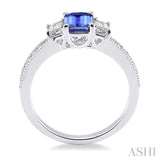 7x5 MM Octagon Cut Tanzanite and 1/2 Ctw Round Cut Diamond Precious Ring in 14K White Gold