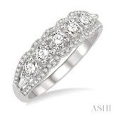 3/4 ctw Baguette and Round Cut Diamond Fashion Ring in 14K White Gold