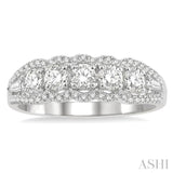 3/4 ctw Baguette and Round Cut Diamond Fashion Ring in 14K White Gold