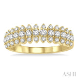 3/4 ctw Graduated Round Cut Diamond Fashion Band in 14K Yellow Gold