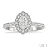 1/3 ctw Oval Laticde Lovebright Round Cut Diamond Ladies Ring in 14K White Gold