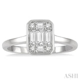 1/2 ctw Octagonal Shape Baguette and Round Cut Diamond Ladies Ring in 14K White Gold