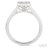 1/2 ctw Octagonal Shape Baguette and Round Cut Diamond Ladies Ring in 14K White Gold