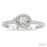 1/4 ctw Round and Pear Cut Diamond Petite Fashion Ring in 14K White Gold