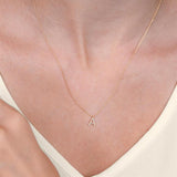 1/20 Ctw Initial 'N' Round Cut Diamond Pendant With Chain in 14K Yellow Gold