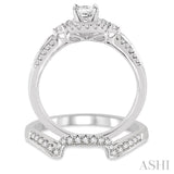 5/8 Ctw Diamond Wedding Set with 1/2 Ctw Princess Cut Engagement Ring and 1/6 Ctw Wedding Band in 14K White Gold