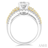 1 1/2 ctw Diamond Semi-mount Engagement Ring in 14K White and Yellow Gold