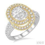 7/8 ctw Round Cut Diamond Semi-Mount Engagement Ring in 14K White and Yellow Gold