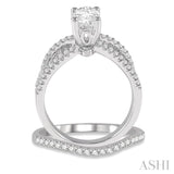 1 1/3 ctw Diamond Wedding Set with 1 1/6 ctw Oval Cut Engagement Ring and 1/5 ctw Wedding Band in 14K White Gold