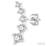 1/4 Ctw Round Cut Diamond Petite Fashion Climbers in 14K White Gold