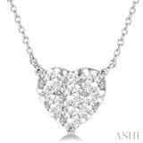 1 Ctw Lovebright Diamond Heart Pendant With Chain in 14K White Gold