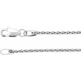 Rhodium-Plated Sterling Silver 1.25 mm Wheat 7" Chain