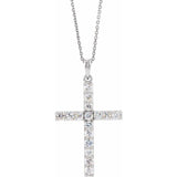 14K White 1/5 CTW Lab-Grown Diamond Cross 18