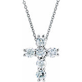 14K White 1/4 CTW Lab-Grown Diamond Cross 18