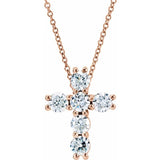 14K Rose 1/4 CTW Lab-Grown Diamond Cross 18