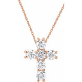 14K Rose 1/3 CTW Lab-Grown Diamond Cross 18