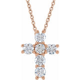 14K Rose 3/4 CTW Lab-Grown Diamond Cross 18