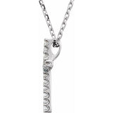 14K White .06 CTW Lab-Grown Diamond Petite Cross 16" Necklace