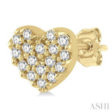 1/10 Ctw Heart Charm Round Cut Diamond Petite Fashion Earrings in 10K Yellow Gold