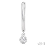1/10 Ctw Petite Bezel Drop Round Cut Diamond Fashion Huggies in 10K White Gold