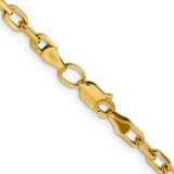 14K  18 inch 3.7mm Semi-Solid Diamond-cut Open Link Cable with Lobster Clasp Chain