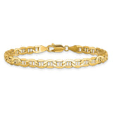 14K 8 inch 4.75mm Semi-Solid Anchor with Lobster Clasp Bracelet