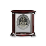 Luxembourg Rosewood Finish and Chrome Trim Skeleton Dial Mantel Clock