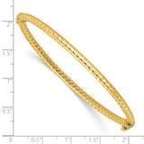 14K Polished and Textured Hinged Bangle Bracelet